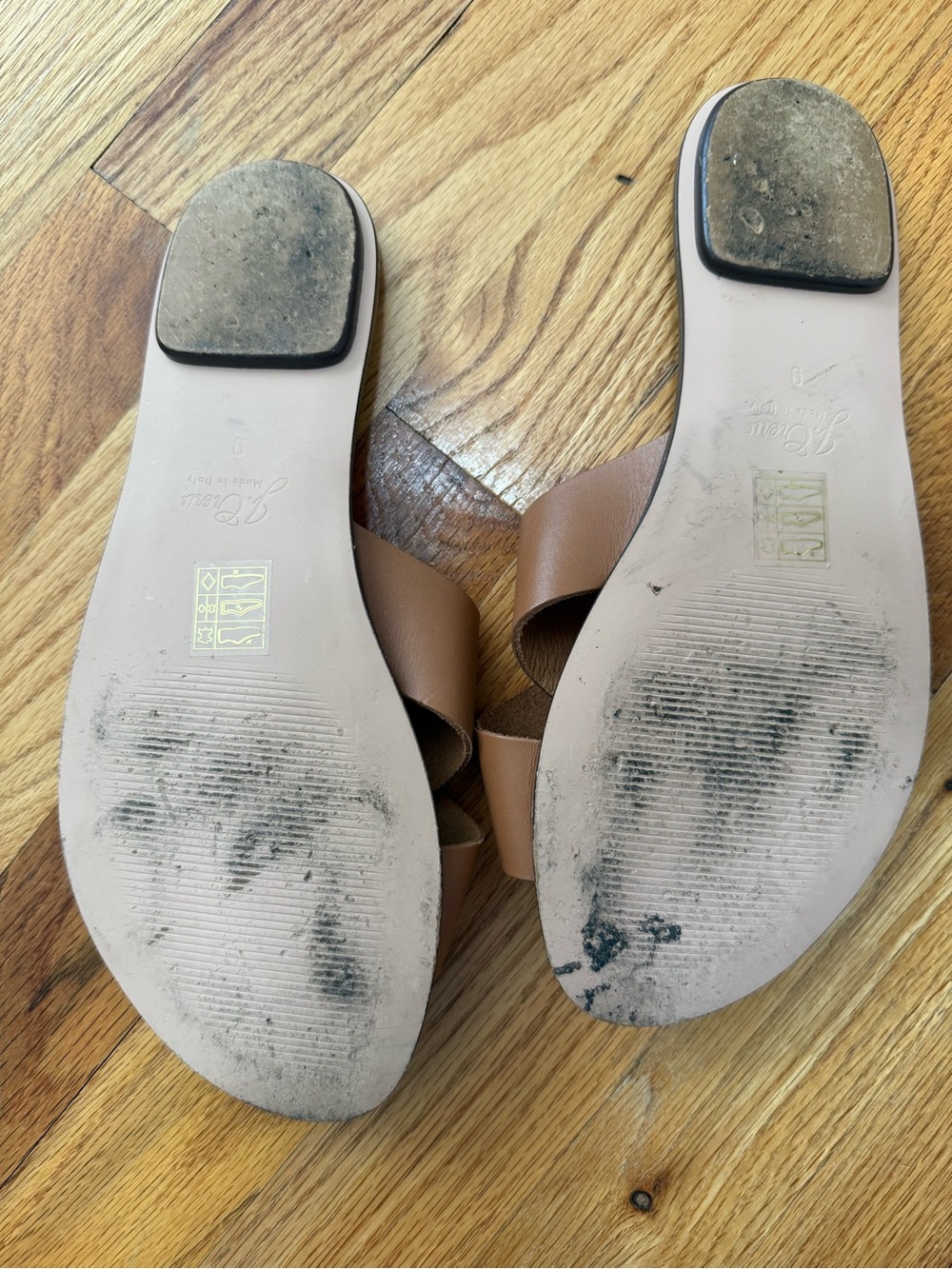 J. Crew Tan Brown Crossover Leather Slide Sandals - Picture 4 of 8